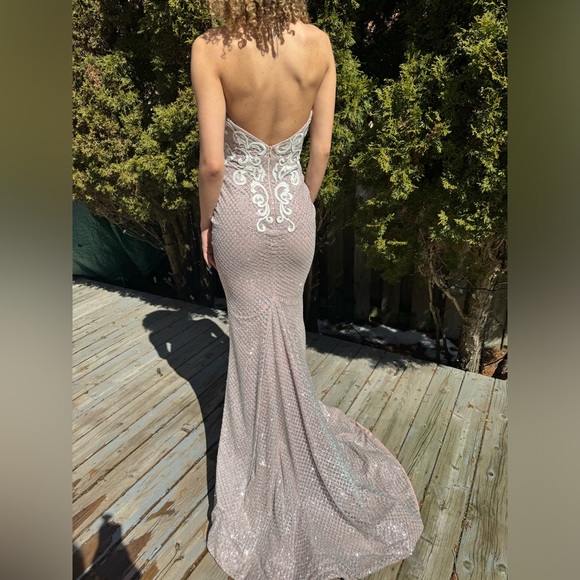 Silver & Nude Event / Prom Dress - Picture 5 of 6